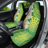 Cook Islands Tiare Maori With Conch Shell Car Seat Cover Pasifika Fest Polynesian Tattoo Green