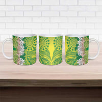 Cook Islands Tiare Maori With Conch Shell Ceramic Mug Pasifika Fest Polynesian Tattoo Green LT14 - Polynesian Pride
