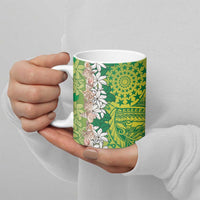 Cook Islands Tiare Maori With Conch Shell Ceramic Mug Pasifika Fest Polynesian Tattoo Green LT14 - Polynesian Pride