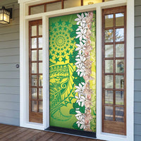 Cook Islands Tiare Maori With Conch Shell Door Cover Pasifika Fest Polynesian Tattoo Green LT14 - Polynesian Pride