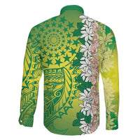 Cook Islands Tiare Maori With Conch Shell Family Matching Long Sleeve Bodycon Dress and Hawaiian Shirt Pasifika Fest Polynesian Tattoo Green
