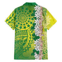 Cook Islands Tiare Maori With Conch Shell Family Matching Puletasi and Hawaiian Shirt Pasifika Fest Polynesian Tattoo Green