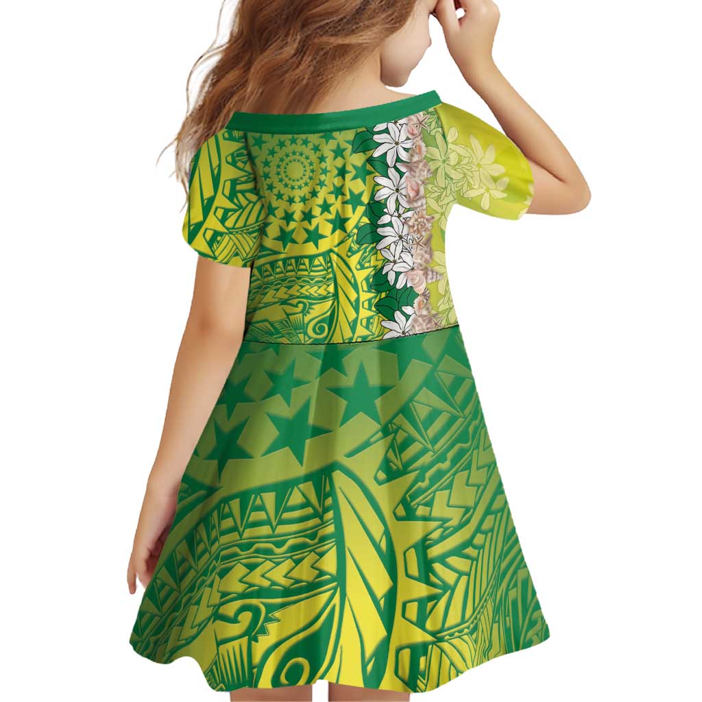 Cook Islands Tiare Maori With Conch Shell Family Matching Tank Maxi Dress and Hawaiian Shirt Pasifika Fest Polynesian Tattoo Green