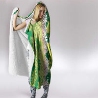 Cook Islands Tiare Maori With Conch Shell Hooded Blanket Pasifika Fest Polynesian Tattoo Green LT14 - Polynesian Pride