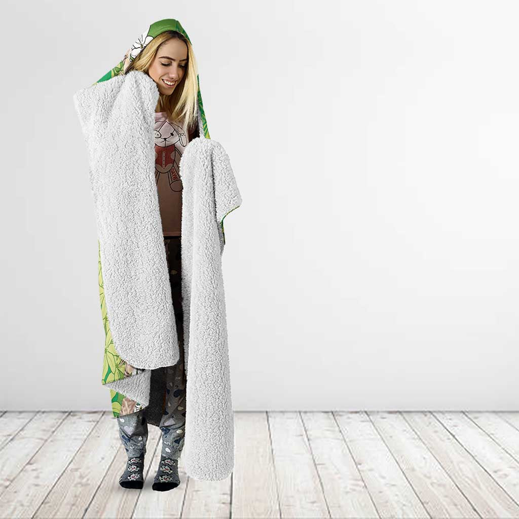 Cook Islands Tiare Maori With Conch Shell Hooded Blanket Pasifika Fest Polynesian Tattoo Green LT14 - Polynesian Pride