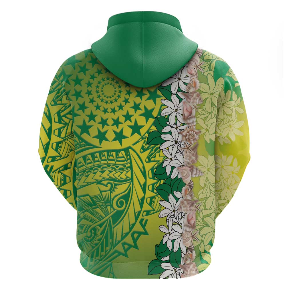 Cook Islands Tiare Maori With Conch Shell Hoodie Pasifika Fest Polynesian Tattoo Green LT14 - Polynesian Pride