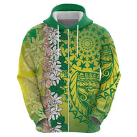 Cook Islands Tiare Maori With Conch Shell Hoodie Pasifika Fest Polynesian Tattoo Green LT14 - Polynesian Pride