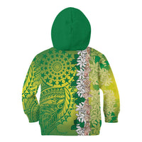 Cook Islands Tiare Maori With Conch Shell Kid Hoodie Pasifika Fest Polynesian Tattoo Green LT14 - Polynesian Pride