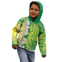 Cook Islands Tiare Maori With Conch Shell Kid Hoodie Pasifika Fest Polynesian Tattoo Green LT14 - Polynesian Pride
