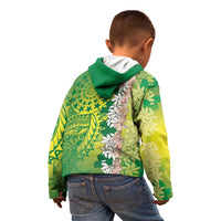 Cook Islands Tiare Maori With Conch Shell Kid Hoodie Pasifika Fest Polynesian Tattoo Green LT14 - Polynesian Pride