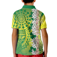 Cook Islands Tiare Maori With Conch Shell Kid Polo Shirt Pasifika Fest Polynesian Tattoo Green LT14 - Polynesian Pride
