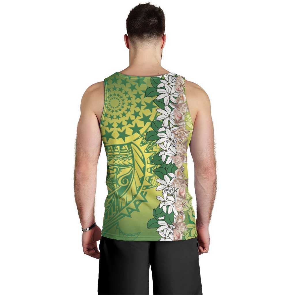 Cook Islands Tiare Maori With Conch Shell Men Tank Top Pasifika Fest Polynesian Tattoo Green LT14 - Polynesian Pride