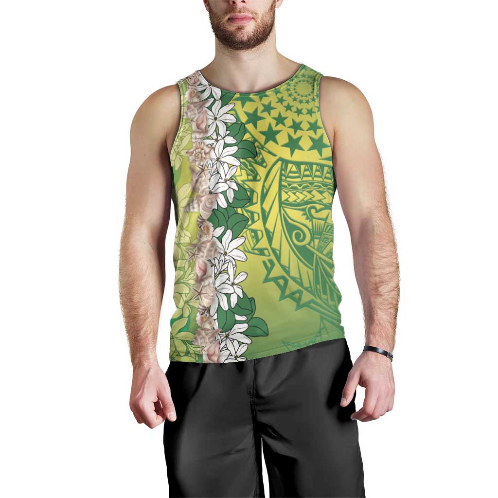 Cook Islands Tiare Maori With Conch Shell Men Tank Top Pasifika Fest Polynesian Tattoo Green LT14 - Polynesian Pride