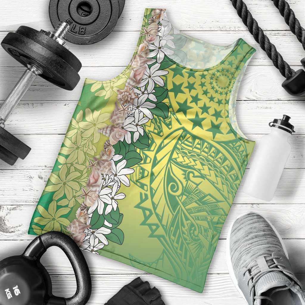 Cook Islands Tiare Maori With Conch Shell Men Tank Top Pasifika Fest Polynesian Tattoo Green LT14 - Polynesian Pride