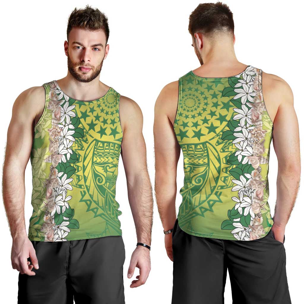 Cook Islands Tiare Maori With Conch Shell Men Tank Top Pasifika Fest Polynesian Tattoo Green LT14 - Polynesian Pride