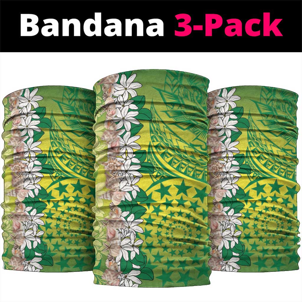 Cook Islands Tiare Maori With Conch Shell Neck Gaiter Pasifika Fest Polynesian Tattoo Green