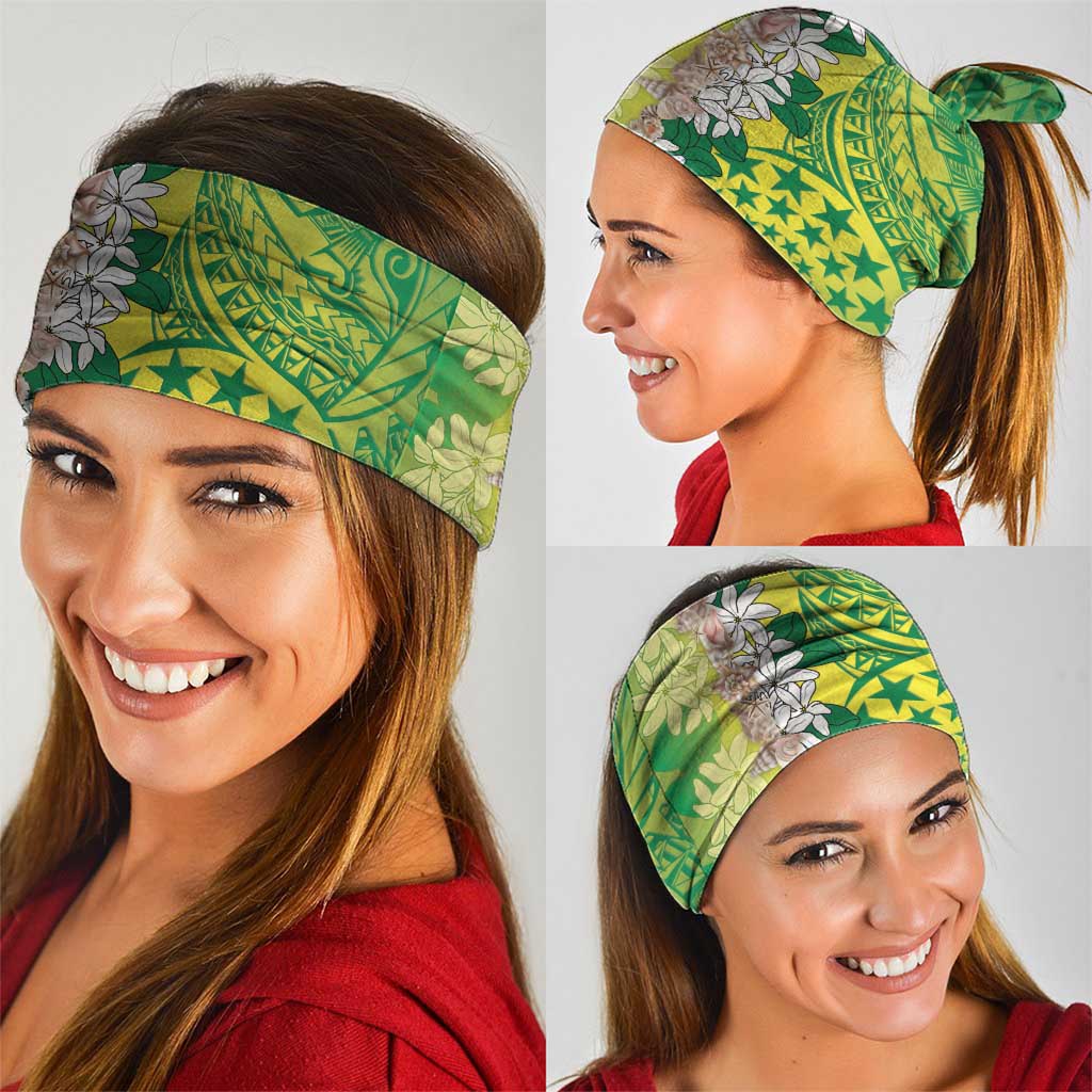 Cook Islands Tiare Maori With Conch Shell Neck Gaiter Pasifika Fest Polynesian Tattoo Green