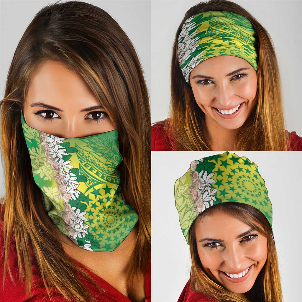 Cook Islands Tiare Maori With Conch Shell Neck Gaiter Pasifika Fest Polynesian Tattoo Green