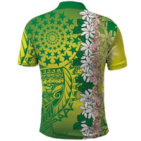 Cook Islands Tiare Maori With Conch Shell Polo Shirt Pasifika Fest Polynesian Tattoo Green LT14 - Polynesian Pride
