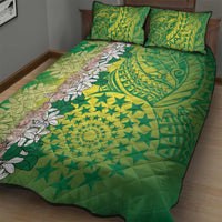 Cook Islands Tiare Maori With Conch Shell Quilt Bed Set Pasifika Fest Polynesian Tattoo Green LT14 - Polynesian Pride