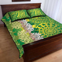 Cook Islands Tiare Maori With Conch Shell Quilt Bed Set Pasifika Fest Polynesian Tattoo Green LT14 - Polynesian Pride