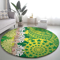 Cook Islands Tiare Maori With Conch Shell Round Carpet Pasifika Fest Polynesian Tattoo Green
