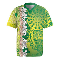 Cook Islands Tiare Maori With Conch Shell Rugby Jersey Pasifika Fest Polynesian Tattoo Green LT14 Green - Polynesian Pride