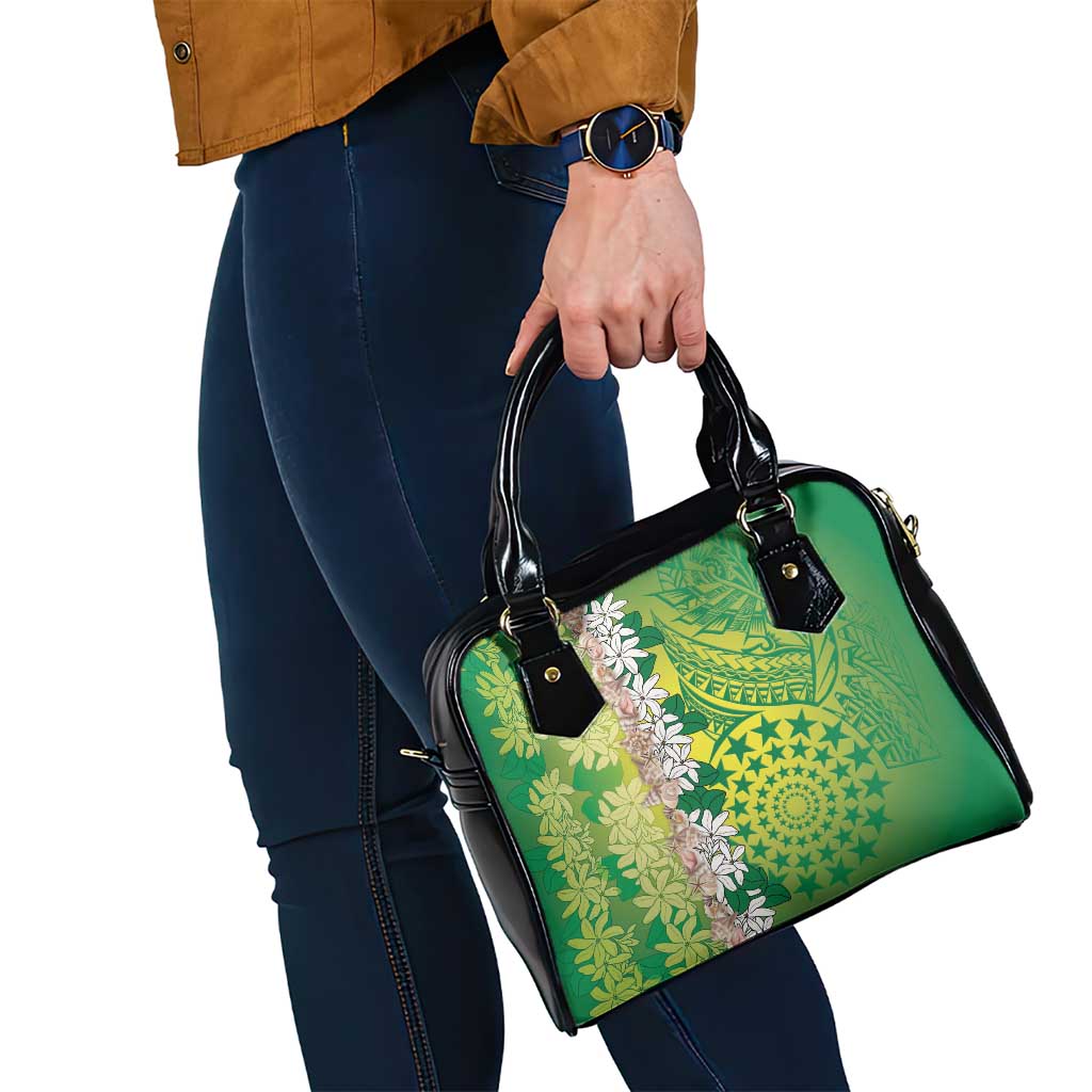 Cook Islands Tiare Maori With Conch Shell Shoulder Handbag Pasifika Fest Polynesian Tattoo Green LT14 - Polynesian Pride