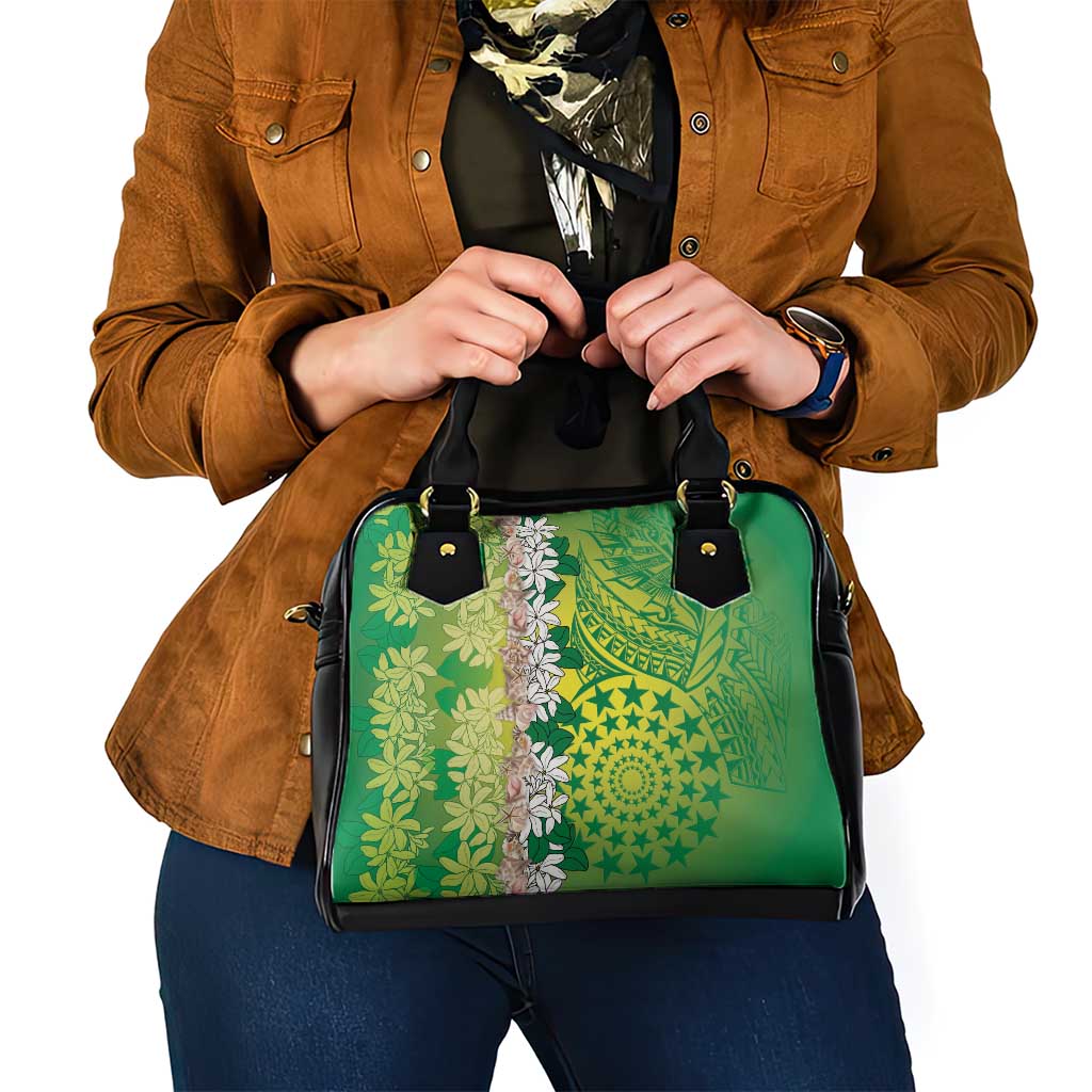 Cook Islands Tiare Maori With Conch Shell Shoulder Handbag Pasifika Fest Polynesian Tattoo Green LT14 - Polynesian Pride