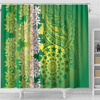 Cook Islands Tiare Maori With Conch Shell Shower Curtain Pasifika Fest Polynesian Tattoo Green LT14 - Polynesian Pride