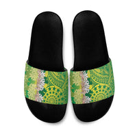 Cook Islands Tiare Maori With Conch Shell Slide Sandals Pasifika Fest Polynesian Tattoo Green LT14 Green - Polynesian Pride