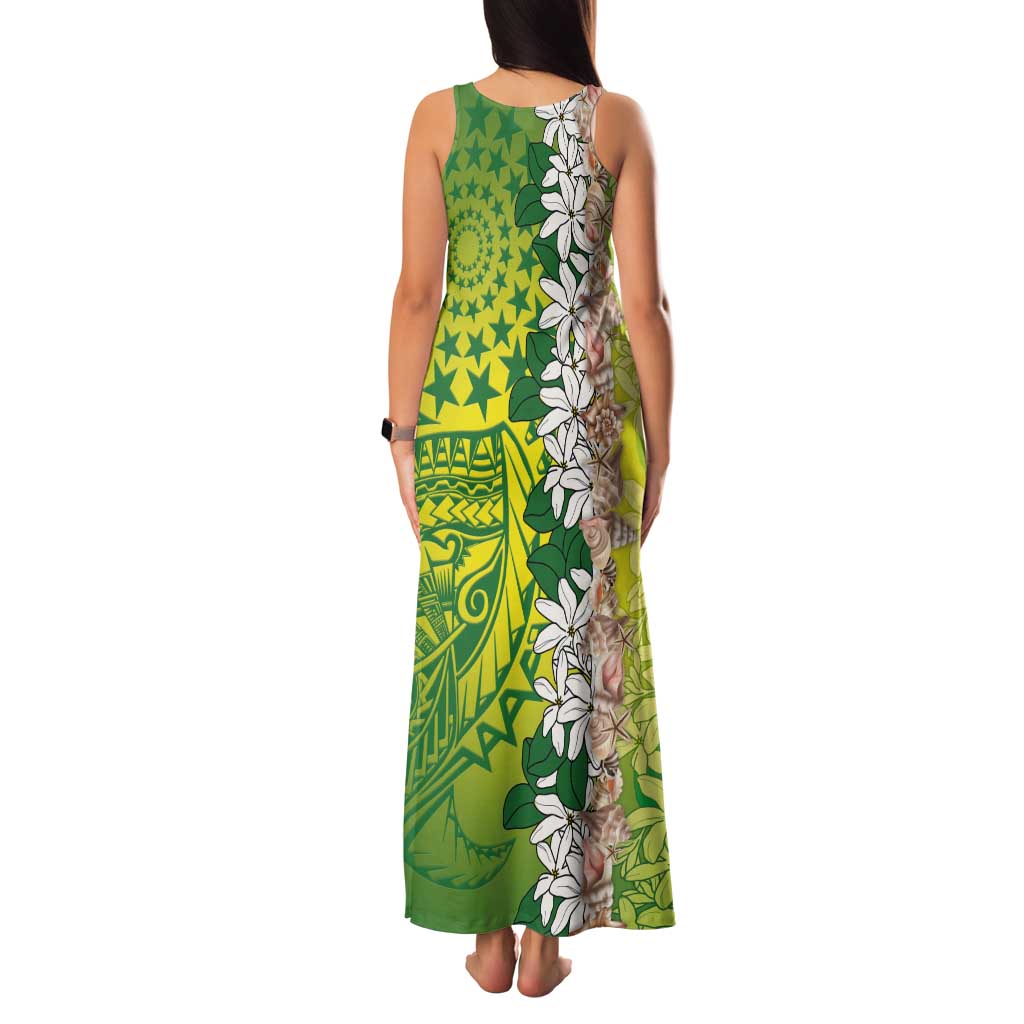 Cook Islands Tiare Maori With Conch Shell Tank Maxi Dress Pasifika Fest Polynesian Tattoo Green LT14 - Polynesian Pride