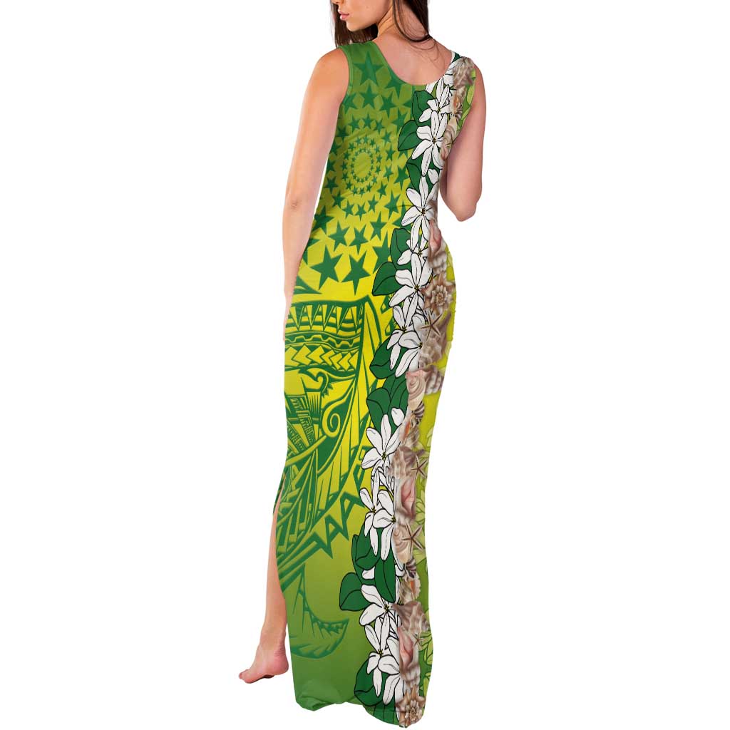 Cook Islands Tiare Maori With Conch Shell Tank Maxi Dress Pasifika Fest Polynesian Tattoo Green LT14 - Polynesian Pride
