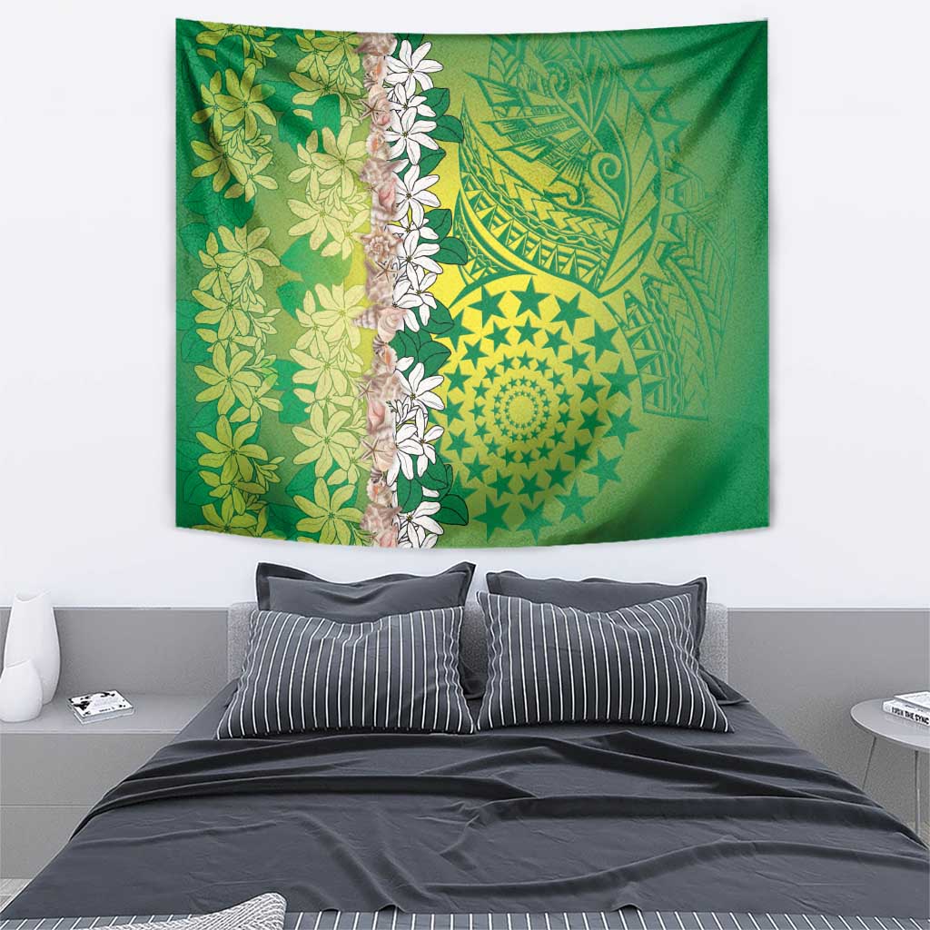 Cook Islands Tiare Maori With Conch Shell Tapestry Pasifika Fest Polynesian Tattoo Green LT14 - Polynesian Pride