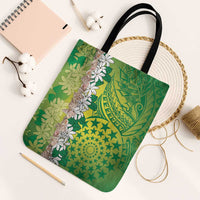 Cook Islands Tiare Maori With Conch Shell Tote Bag Pasifika Fest Polynesian Tattoo Green