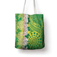 Cook Islands Tiare Maori With Conch Shell Tote Bag Pasifika Fest Polynesian Tattoo Green