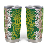 Cook Islands Tiare Maori With Conch Shell Tumbler Cup Pasifika Fest Polynesian Tattoo Green LT14 Green - Polynesian Pride