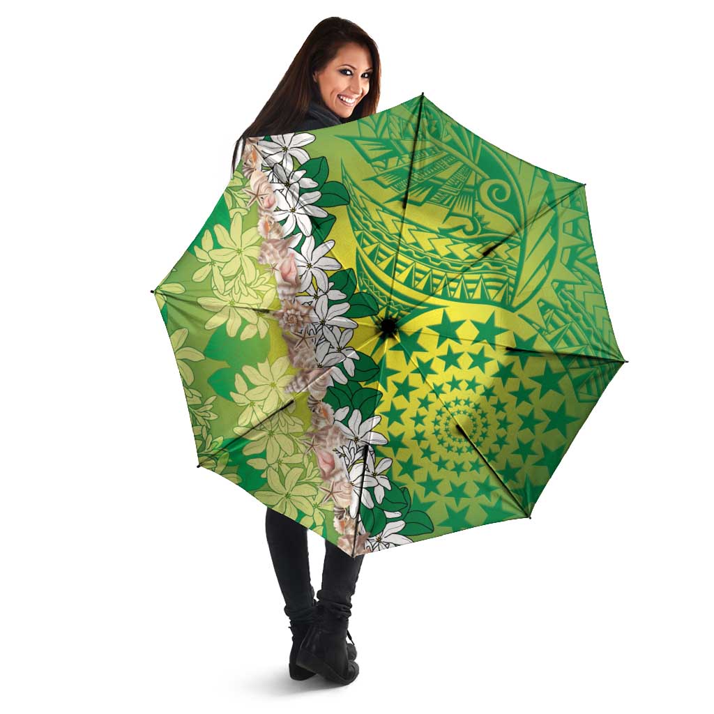 Cook Islands Tiare Maori With Conch Shell Umbrella Pasifika Fest Polynesian Tattoo Green LT14 - Polynesian Pride