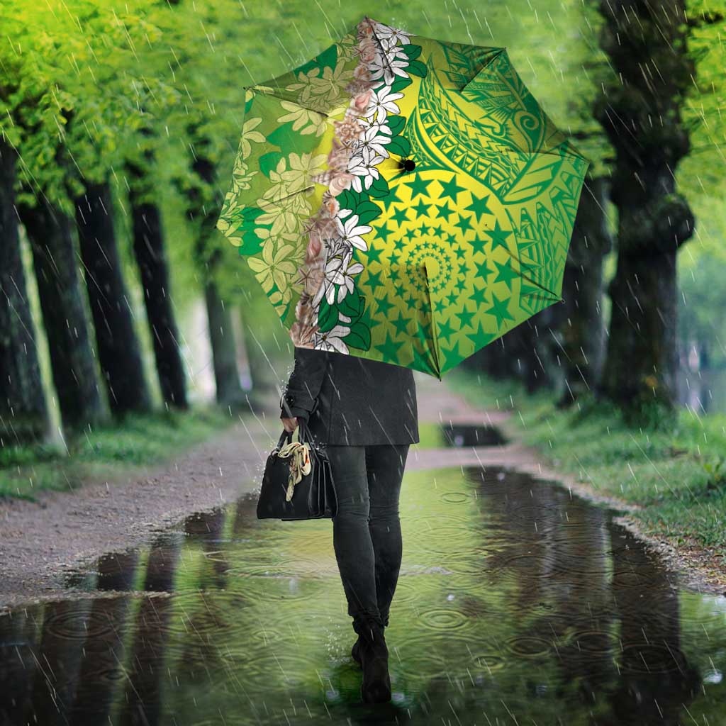 Cook Islands Tiare Maori With Conch Shell Umbrella Pasifika Fest Polynesian Tattoo Green LT14 - Polynesian Pride