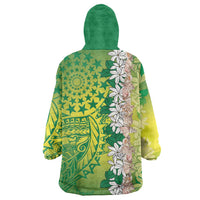 Cook Islands Tiare Maori With Conch Shell Wearable Blanket Hoodie Pasifika Fest Polynesian Tattoo Green LT14 - Polynesian Pride