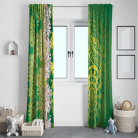 Cook Islands Tiare Maori With Conch Shell Window Curtain Pasifika Fest Polynesian Tattoo Green LT14 - Polynesian Pride