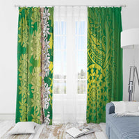Cook Islands Tiare Maori With Conch Shell Window Curtain Pasifika Fest Polynesian Tattoo Green LT14 - Polynesian Pride