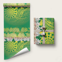 Cook Islands Tiare Maori With Conch Shell Wrapping Paper Pasifika Fest Polynesian Tattoo Green LT14 58" × 23" Green - Polynesian Pride
