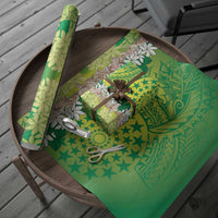 Cook Islands Tiare Maori With Conch Shell Wrapping Paper Pasifika Fest Polynesian Tattoo Green LT14 - Polynesian Pride