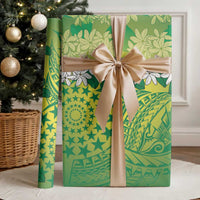 Cook Islands Tiare Maori With Conch Shell Wrapping Paper Pasifika Fest Polynesian Tattoo Green LT14 - Polynesian Pride