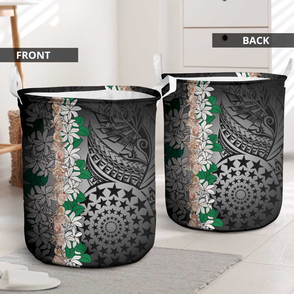 Cook Islands Tiare Maori With Conch Shell Laundry Basket Pasifika Fest Polynesian Tattoo Black LT14 - Polynesian Pride