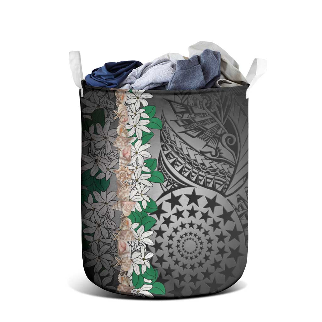 Cook Islands Tiare Maori With Conch Shell Laundry Basket Pasifika Fest Polynesian Tattoo Black LT14 - Polynesian Pride