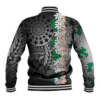 Cook Islands Tiare Maori With Conch Shell Baseball Jacket Pasifika Fest Polynesian Tattoo Black LT14 - Polynesian Pride
