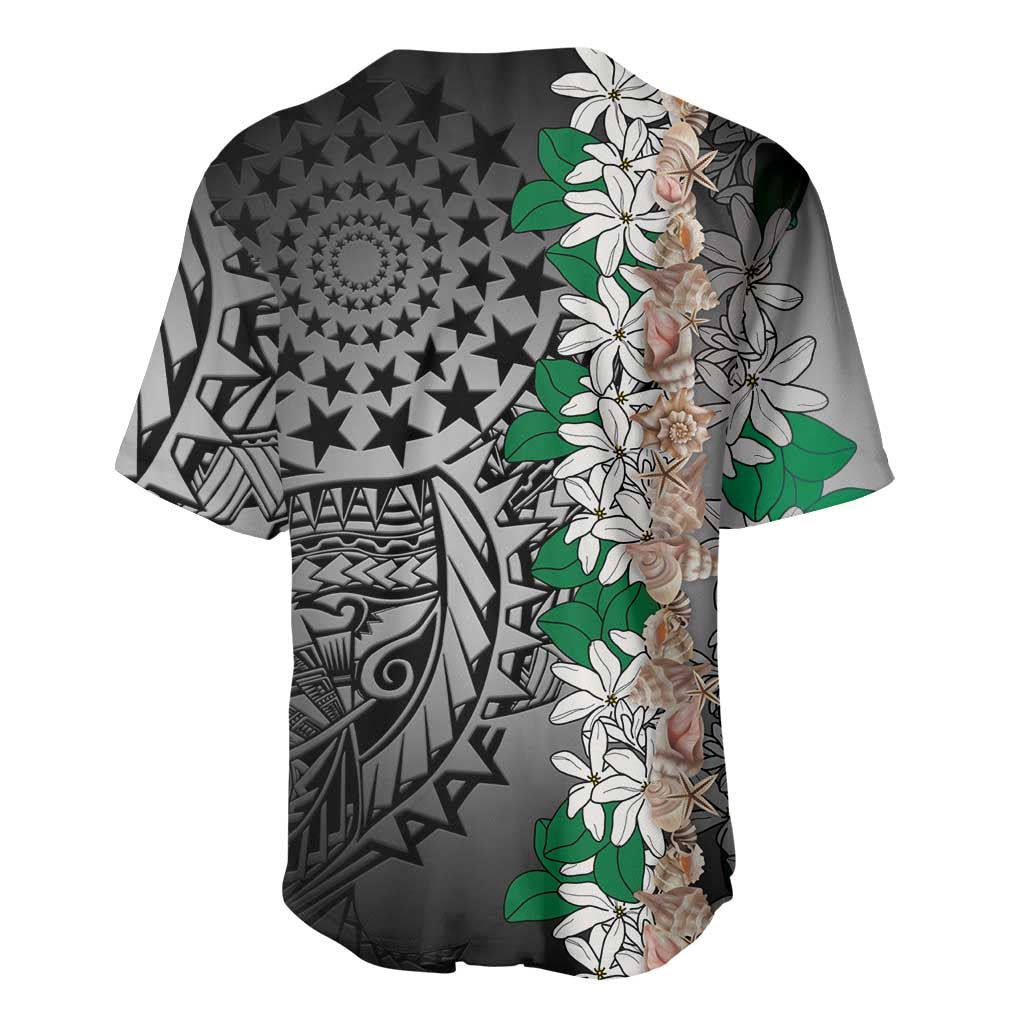 Cook Islands Tiare Maori With Conch Shell Baseball Jersey Pasifika Fest Polynesian Tattoo Black