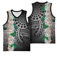 Cook Islands Tiare Maori With Conch Shell Basketball Jersey Pasifika Fest Polynesian Tattoo Black LT14 - Polynesian Pride